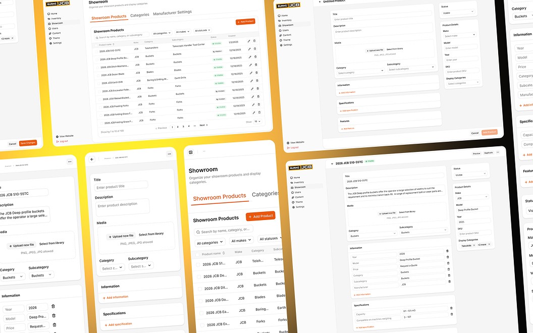 Burns JCB inventory dashboard
